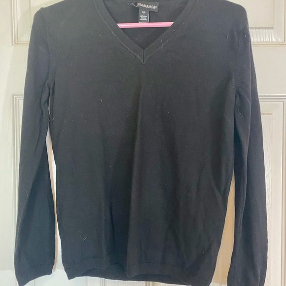 AC Quabianca. Black, V-neck, Sweater, Long-Sleeve, Size Medium. 100% Wool. - Picture 5 of 8